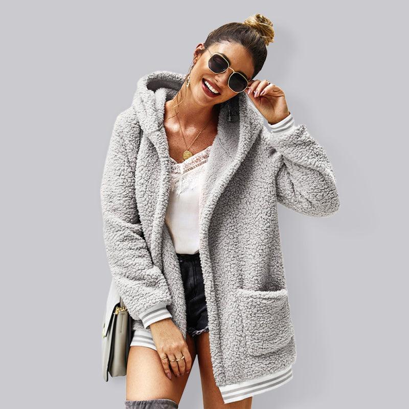 Oversized Hooded Woolen Women’s Coat-Women Coat-LeStyleParfait