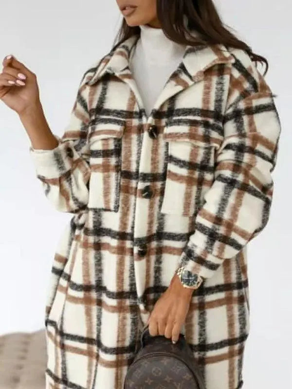 Oversized Shacket Plaid Women Shirt Jacket - Shirt Jacket - LeStyleParfait