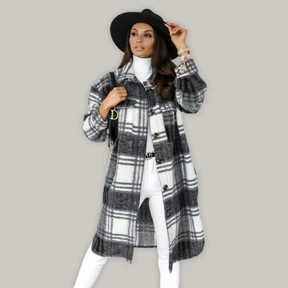 Oversized Shacket Plaid Women Shirt Jacket - Shirt Jacket - LeStyleParfait