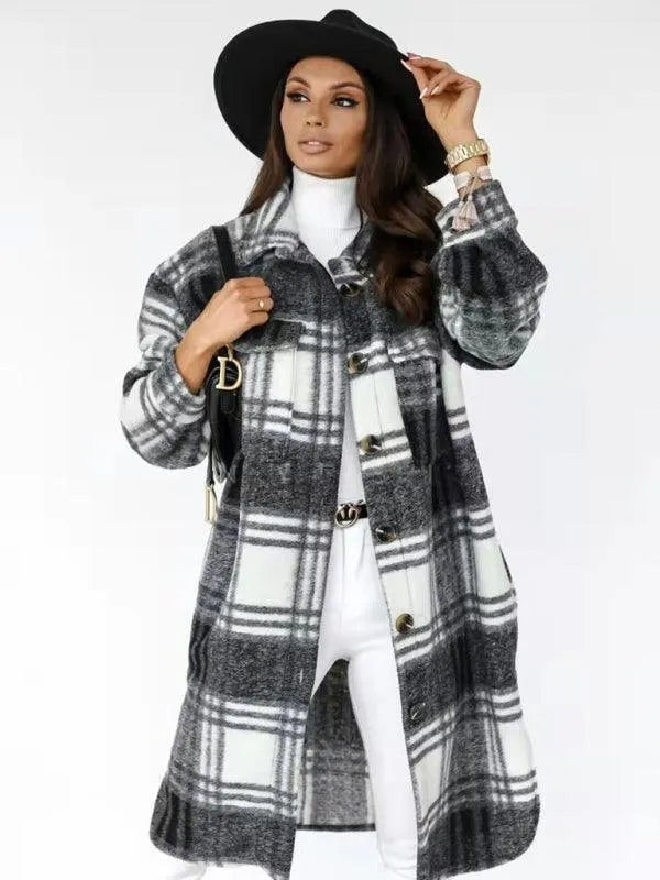 Oversized Shacket Plaid Women Shirt Jacket - Shirt Jacket - LeStyleParfait