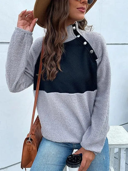 Patchwork Turtleneck Women Sweatshirt - Women Sweatshirt - LeStyleParfait