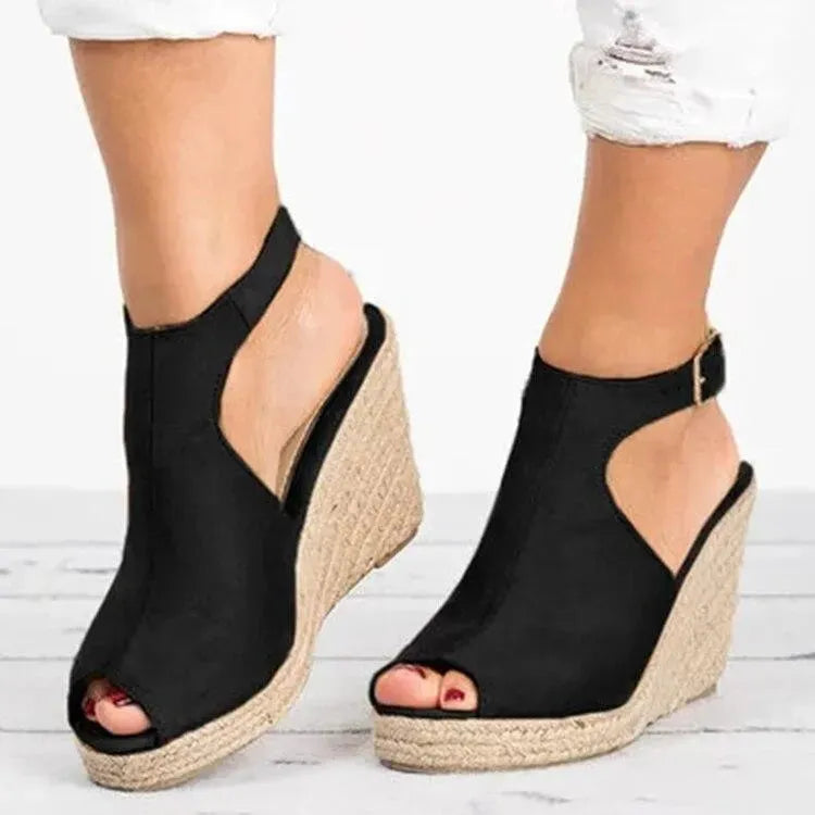 Peep Toe Wedge Sandals - Wedge Shoes - LeStyleParfait