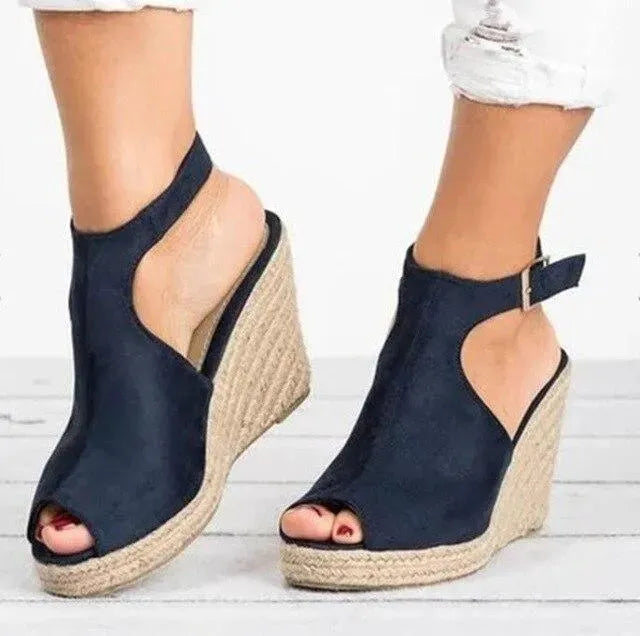 Peep Toe Wedge Sandals - Wedge Shoes - LeStyleParfait