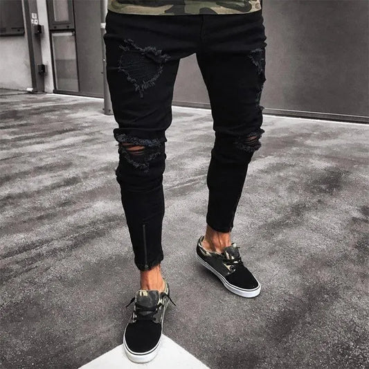 Pencil Ripped Jeans Pants For Men - Men's Jeans - LeStyleParfait