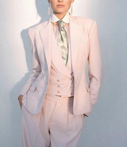 Pink Three Piece Tuxedo Pantsuit - Pantsuit - LeStyleParfait