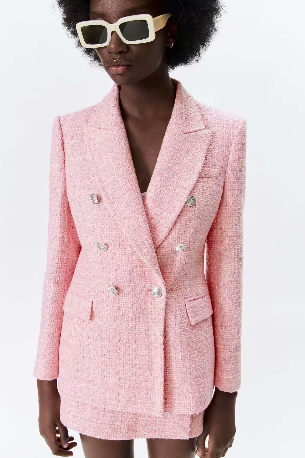 Pink Tweed Shorts Suit - Women Suit - Shorts Suit - LeStyleParfait