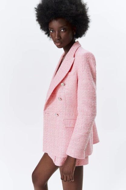 Pink Tweed Shorts Suit - Women Suit - Shorts Suit - LeStyleParfait