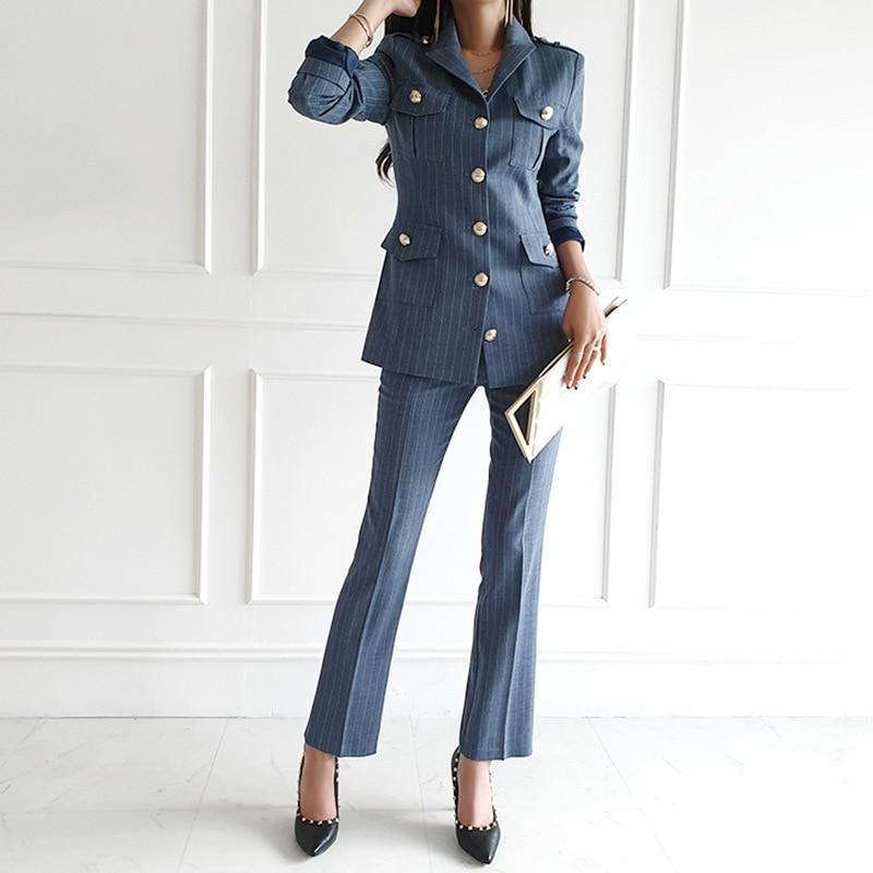 Pinstripe Women Pantsuits - Pantsuit - LeStyleParfait