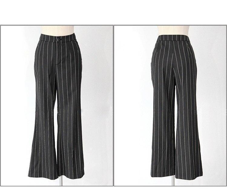 Pinstriped Black-White Pantsuits - Pantsuit - LeStyleParfait