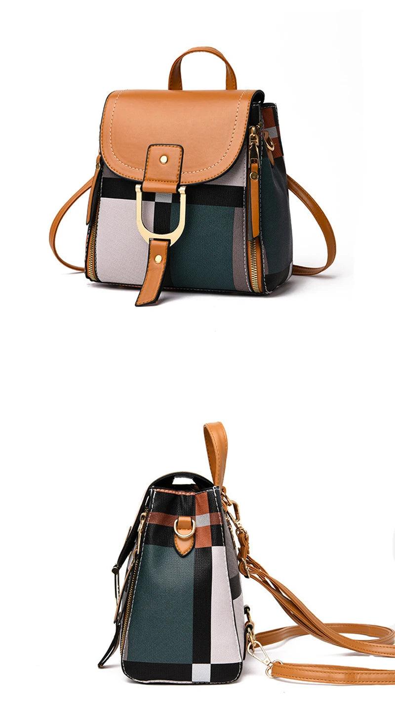 Plaid Casual Backpack Crossbody - Backpack - LeStyleParfait