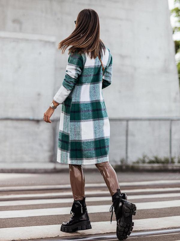 Plaid Double-Breasted Women Coat-Women Coat-LeStyleParfait