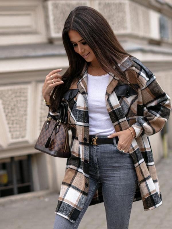 Plaid Shirt Jacket Women-Shirt Jacket-LeStyleParfait