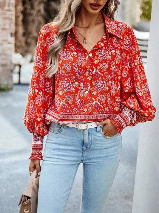 Printed Casual Long Sleeved Women Shirt - Women's Shirt - LeStyleParfait