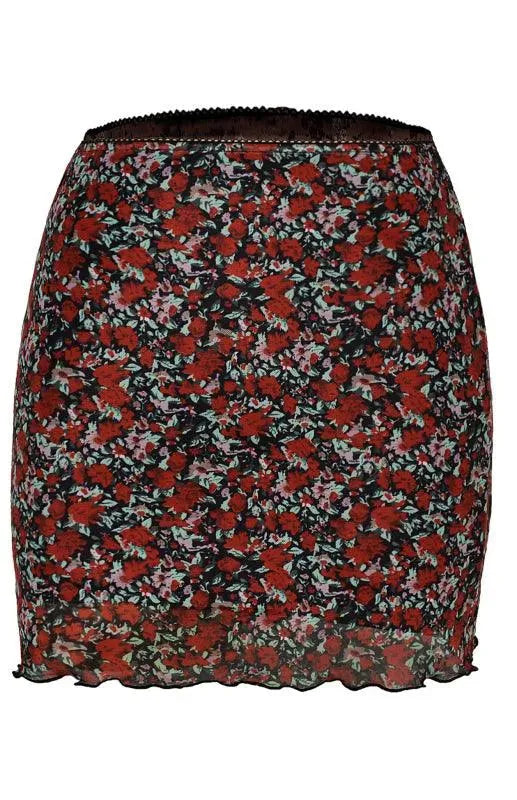 Printed Mesh High Waist Double-Layer Slim Package Hip Half-Body Skirt - - LeStyleParfait