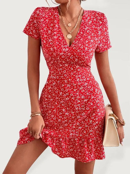 Printed Mini Day Dress - Mini Dress - LeStyleParfait