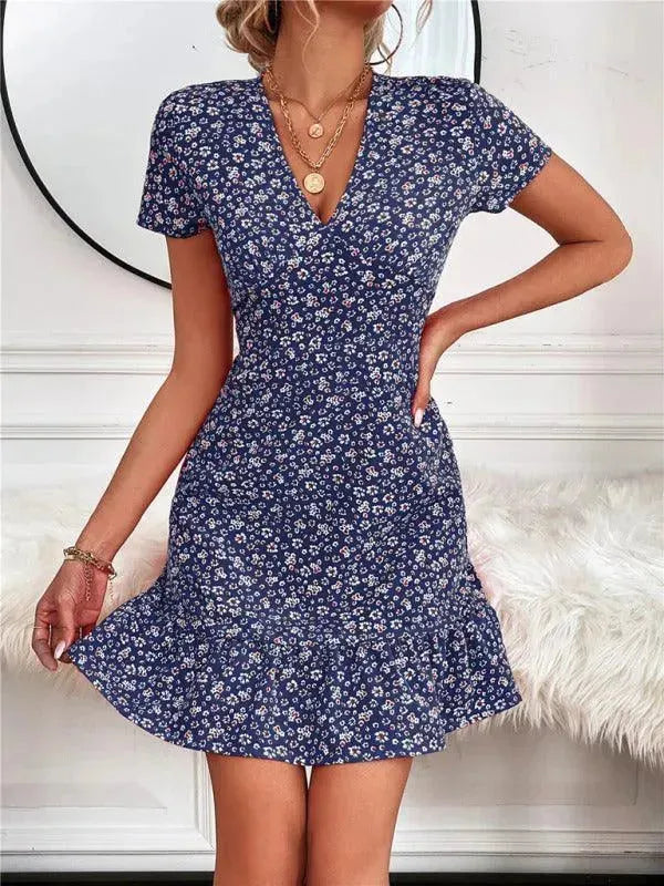 Printed Mini Day Dress - Mini Dress - LeStyleParfait