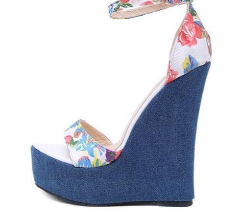 Printed Wedge Sandal Shoes - Wedge Shoes - LeStyleParfait