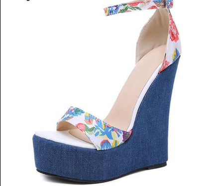 Printed Wedge Sandal Shoes - Wedge Shoes - LeStyleParfait