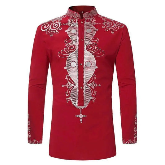 Red African Men Shirt - African Shirt - LeStyleParfait