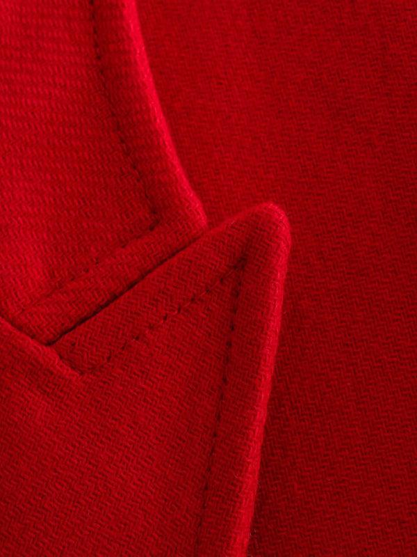 Red Warm Loose Double-Breasted Women's Overcoat - Overcoat - LeStyleParfait