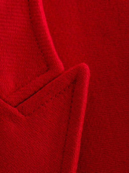 Red Warm Loose Double-Breasted Women's Overcoat-women-coat-LeStyleParfait