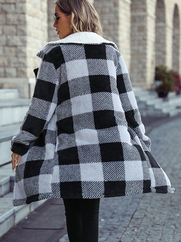 Reversible Plaid Winter Coat for Women-women-coat-LeStyleParfait