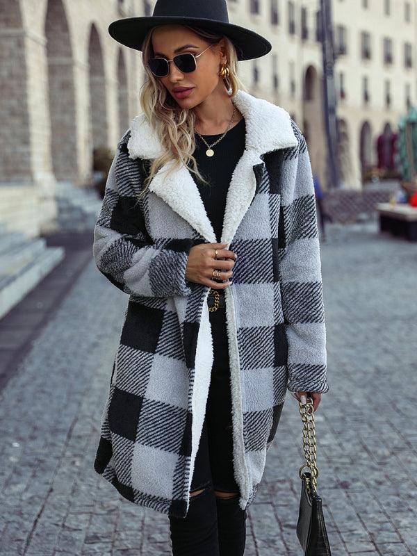 Reversible Plaid Winter Coat for Women-women-coat-LeStyleParfait