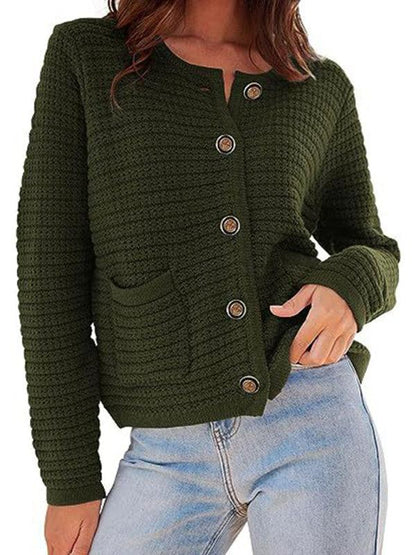 Round Neck Women Cardigan Sweater - Cardigan Sweater - LeStyleParfait