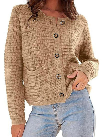 Round Neck Women Cardigan Sweater - Cardigan Sweater - LeStyleParfait