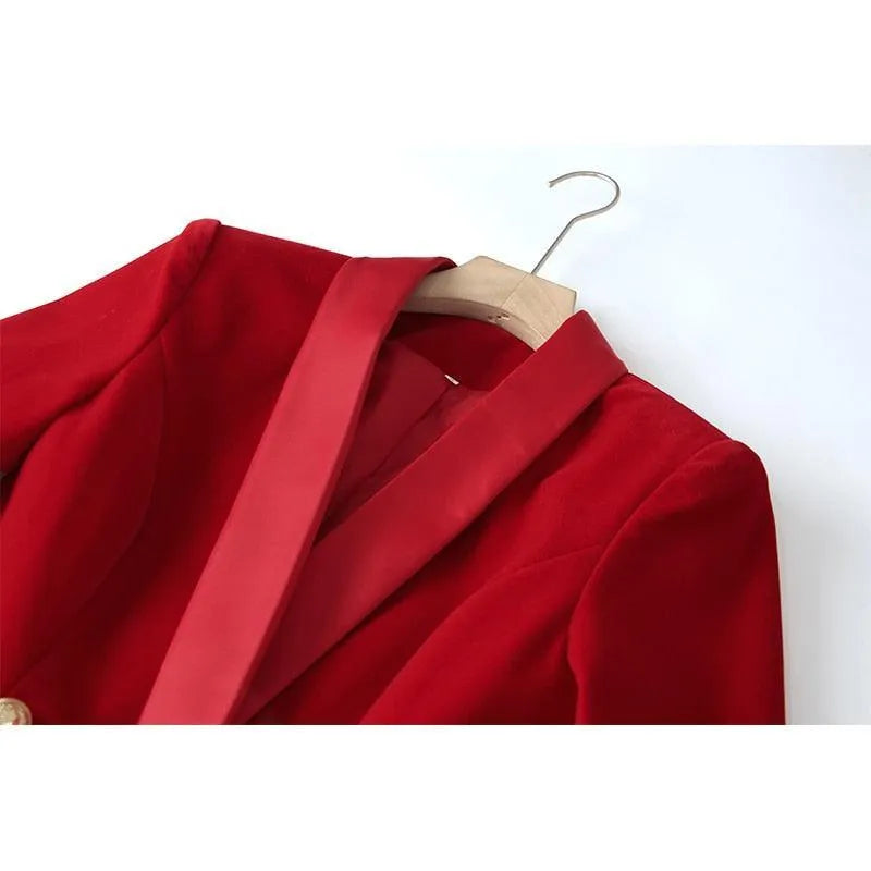 Satin Shawl Velvet Blazer Dress-LeStyleParfait