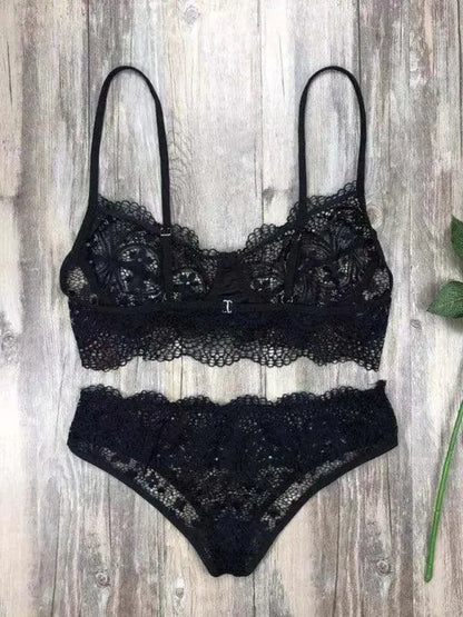 Sexy Eyelash Lace Lingerie Set - Lingerie Set - LeStyleParfait