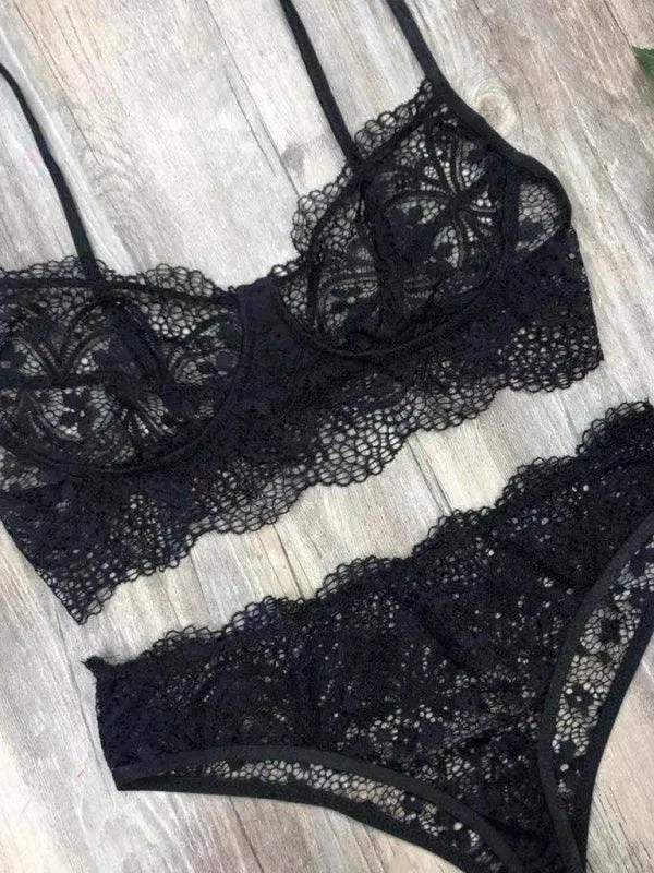 Sexy Eyelash Lace Lingerie Set - Lingerie Set - LeStyleParfait