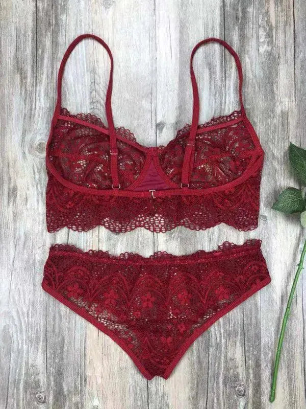 Sexy Eyelash Lace Lingerie Set - Lingerie Set - LeStyleParfait