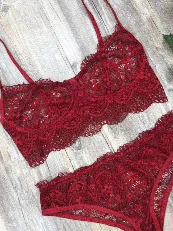 Sexy Eyelash Lace Lingerie Set - Lingerie Set - LeStyleParfait