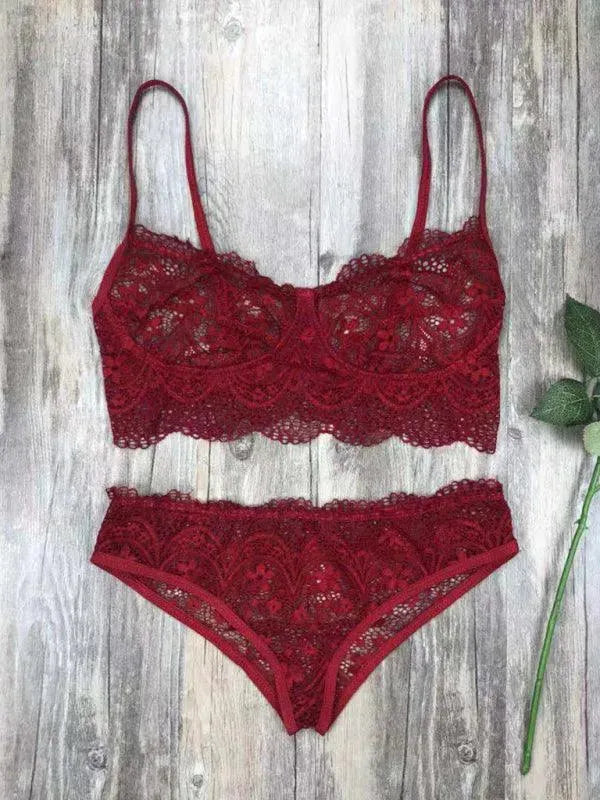 Sexy Eyelash Lace Lingerie Set - Lingerie Set - LeStyleParfait