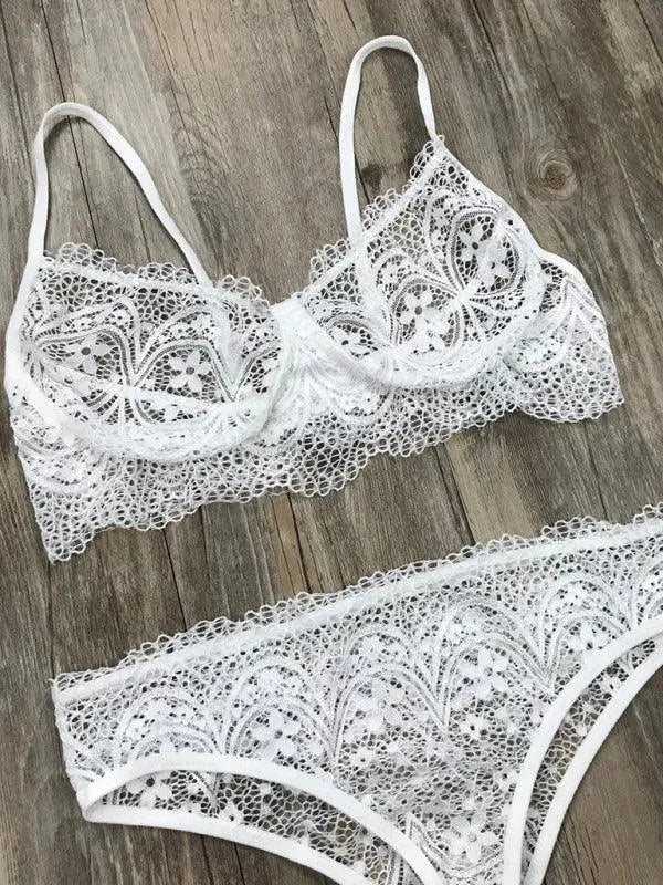 Sexy Eyelash Lace Lingerie Set - Lingerie Set - LeStyleParfait