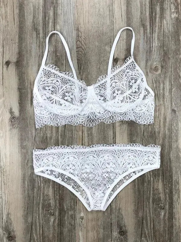 Sexy Eyelash Lace Lingerie Set - Lingerie Set - LeStyleParfait