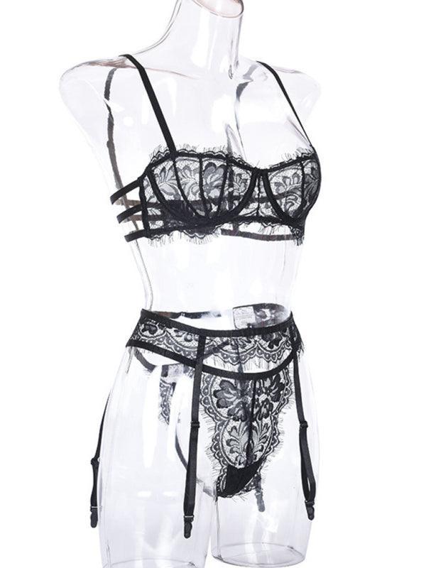 Sexy Hollow Suspender Lingerie Set - Lingerie Set - LeStyleParfait