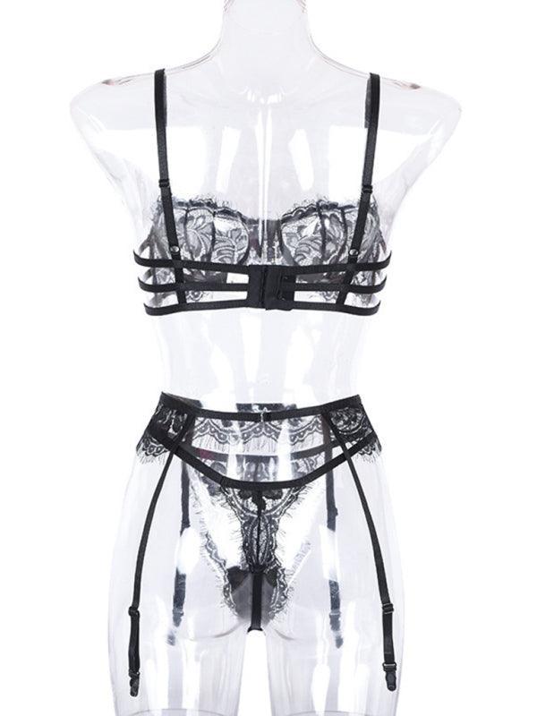 Sexy Hollow Suspender Lingerie Set - Lingerie Set - LeStyleParfait