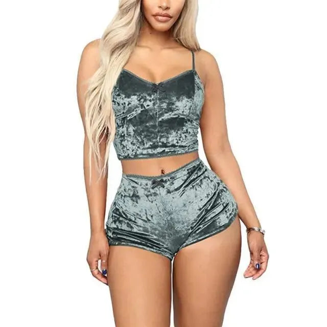 Sexy Women Strappy Pajama - Pajama Shorts Set - LeStyleParfait