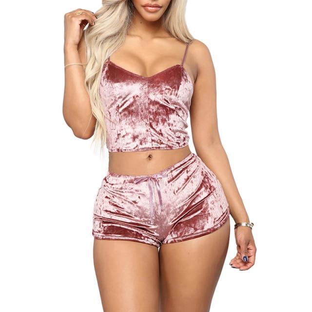 Sexy Women Strappy Pajama - Pajama Shorts Set - LeStyleParfait