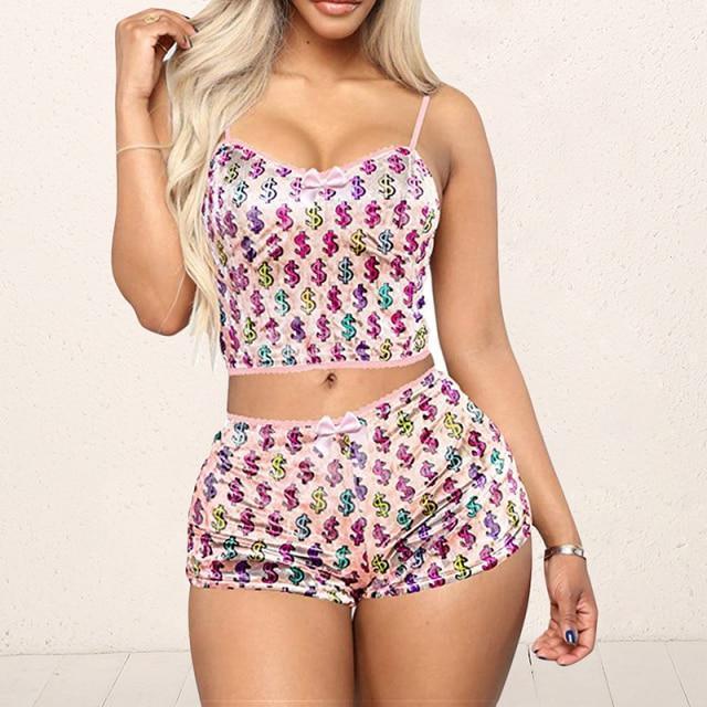 Sexy Women Strappy Pajama - Pajama Shorts Set - LeStyleParfait