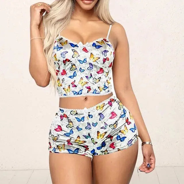 Sexy Women Strappy Pajama - Pajama Shorts Set - LeStyleParfait