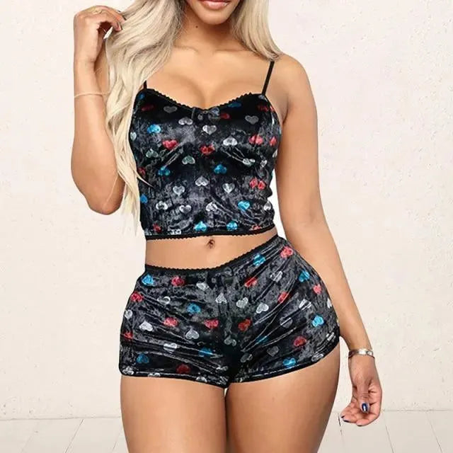 Sexy Women Strappy Pajama - Pajama Shorts Set - LeStyleParfait