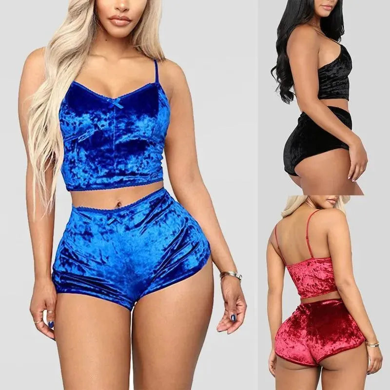 Sexy Women Strappy Pajama - Pajama Shorts Set - LeStyleParfait