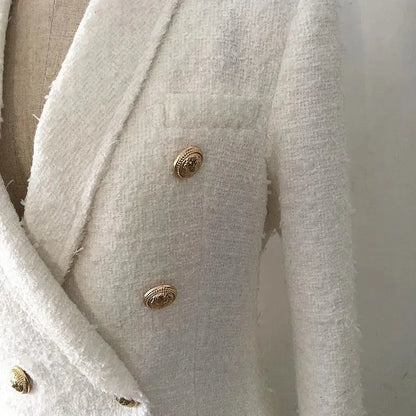 Shawl Collar Tweed Blazer Women - Casual - Plain-Solid - Tweed Blazer - LeStyleParfait