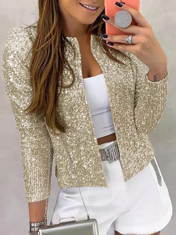 Short Women Sequin Coat-Sequin Coat-LeStyleParfait