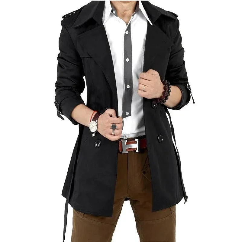 Slim Fit Double-Breasted Men's Trench Coat - Trench Coat - LeStyleParfait