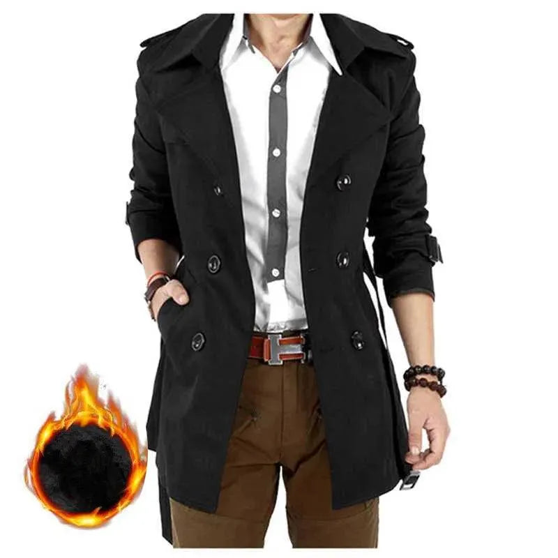 Slim Fit Double-Breasted Men's Trench Coat - Trench Coat - LeStyleParfait