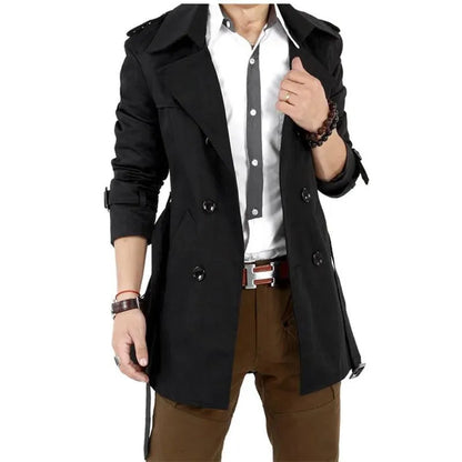 Slim Fit Double-Breasted Men's Trench Coat - Trench Coat - LeStyleParfait